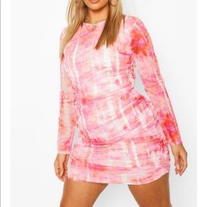 Plus ruched mini dress